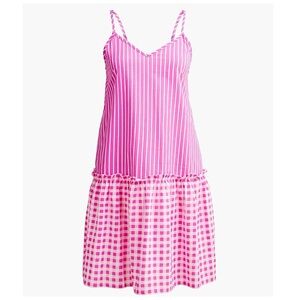 J.Crew Printed Cover-Up Shirt Dress Hits at Midthigh Adjustable Straps Pink New